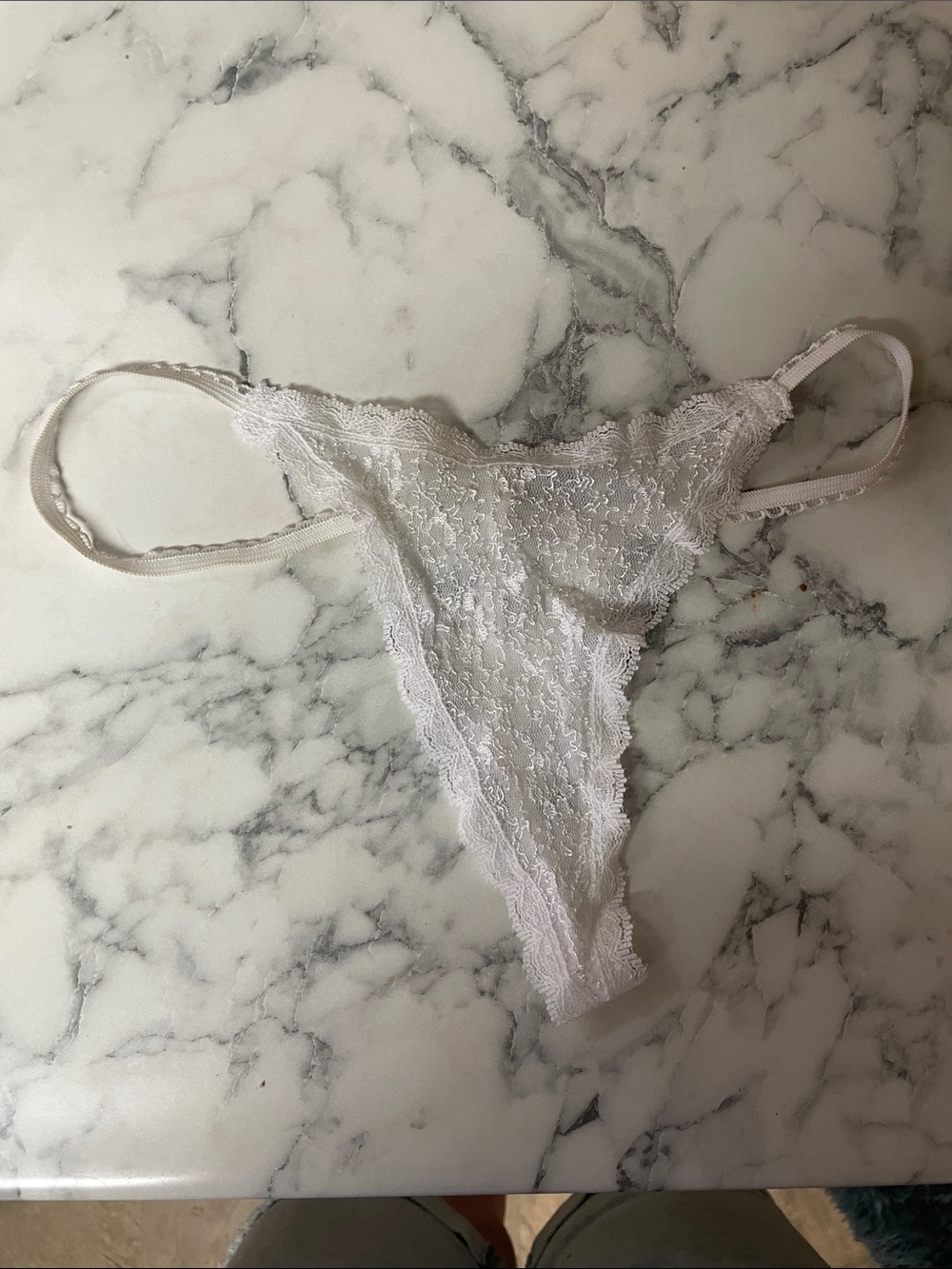 Delicate Lace Thong Panty - White